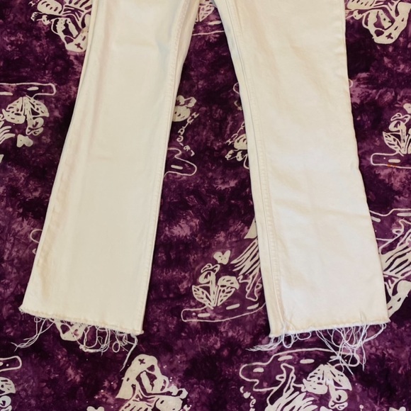 Zara raw hem ankle cropped straight leg white jeans, high waisted - Picture 2 of 7